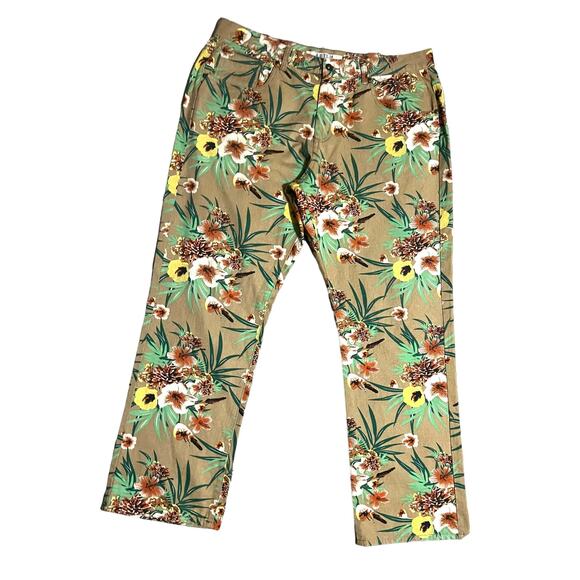 Agile Other - Agile Hawaiian Vacation Tropical Floral Tan Pants Tan Jeans Size 40 Straight Leg